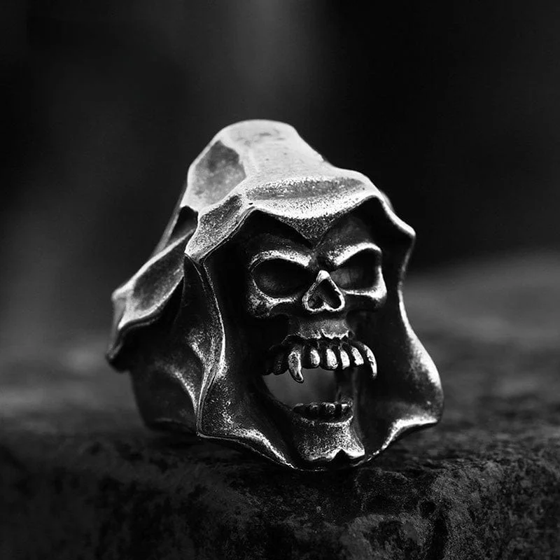 platinum rings for women -Men's Punk Death Skull Ring