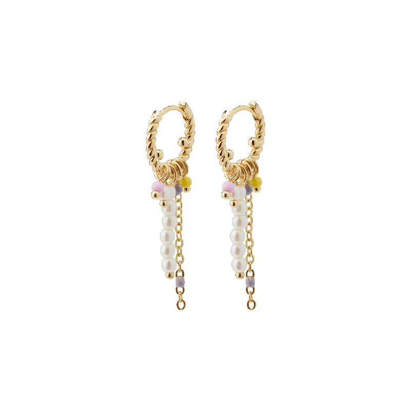 sparkling hoop earrings for women -CHATERINE pastel colored twirl hoop earrings gold-plated