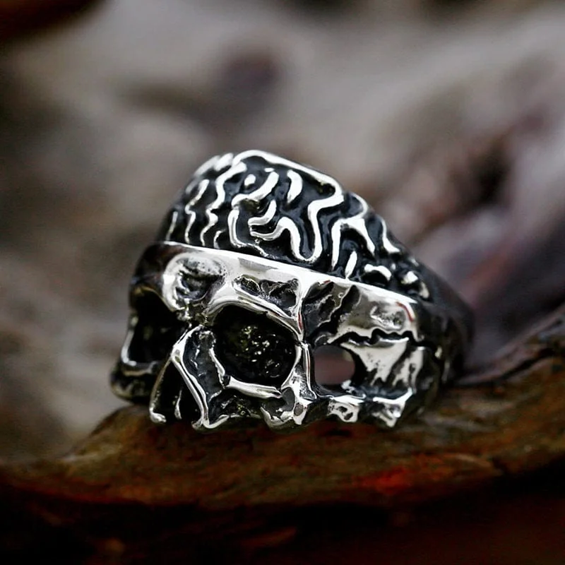 radiant-cut rings for women -Men's Punk Half-face Skull RIng