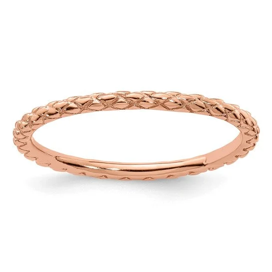 simple chain necklaces for women -Rose Gold Sterling Silver Stackable Expressions Criss Cross Pattern Ring