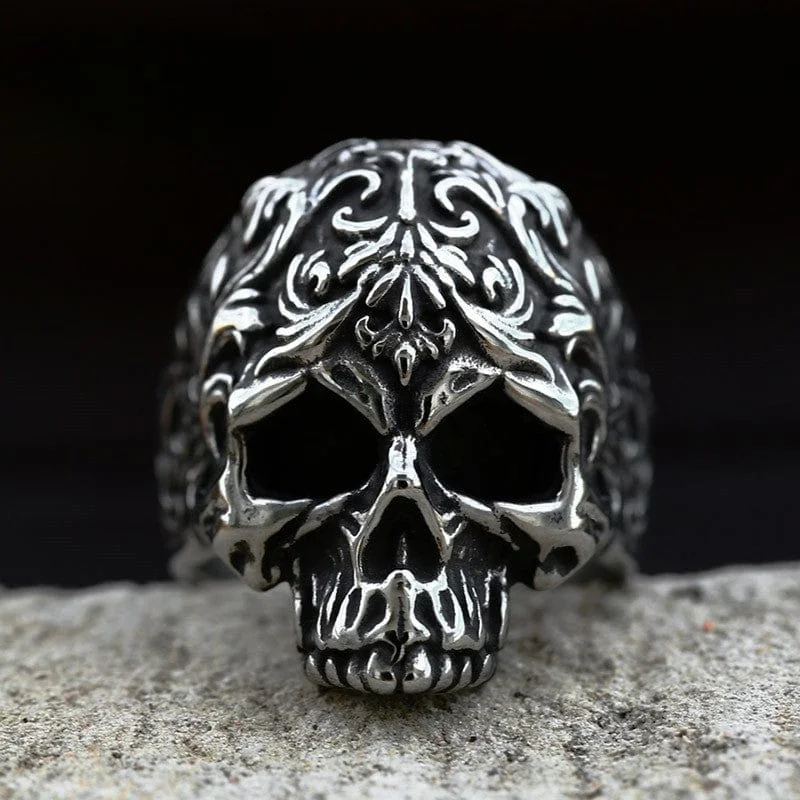 yellow gold rings for women -Men's Punk Skull Ring