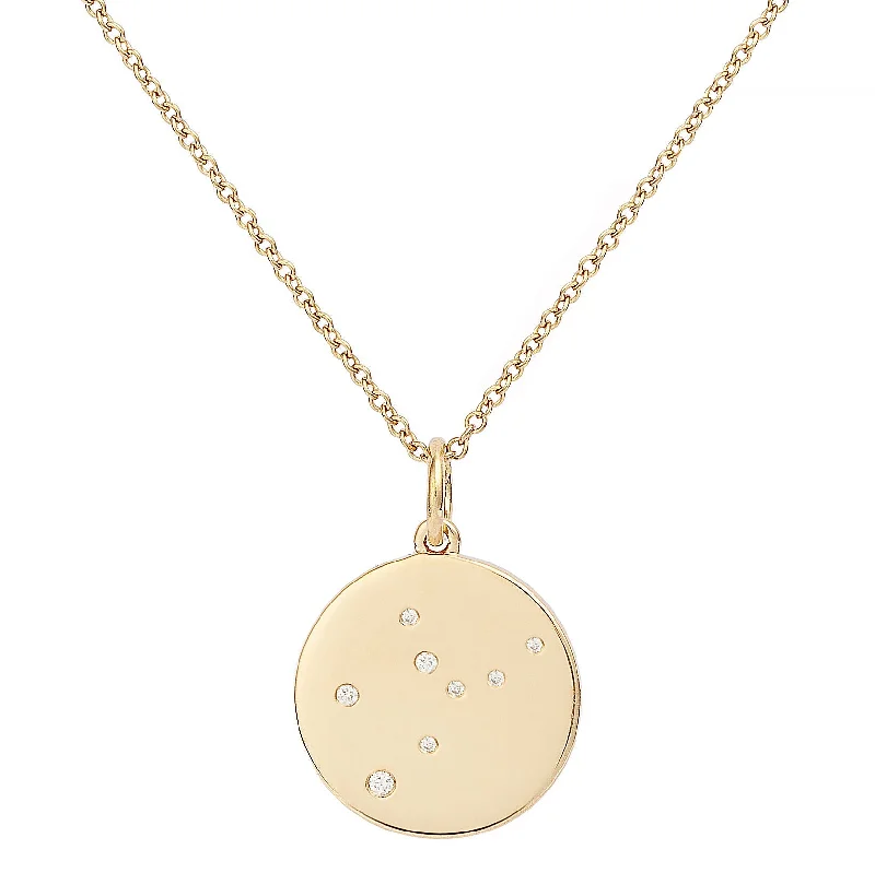 charm pendant necklaces for women -Star Badge Virgo 18K Gold Necklace w. Diamonds