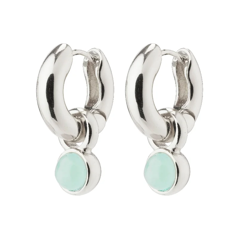 silver earrings for women -EVAH blue hoop earrings silver-plated