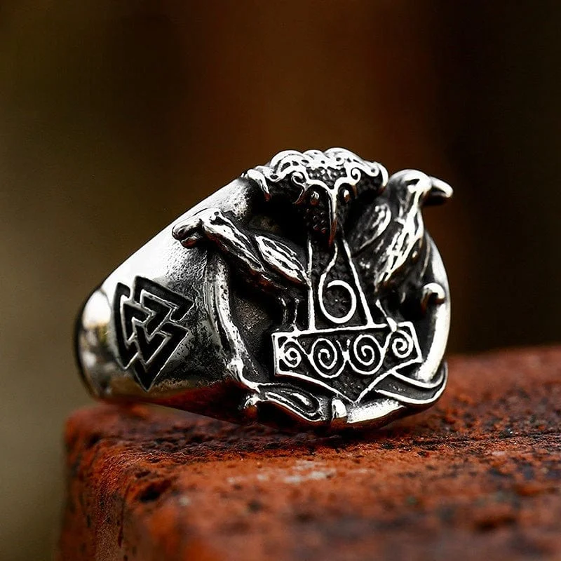 designer rings for women -Men's Punk Viking Crow Ring