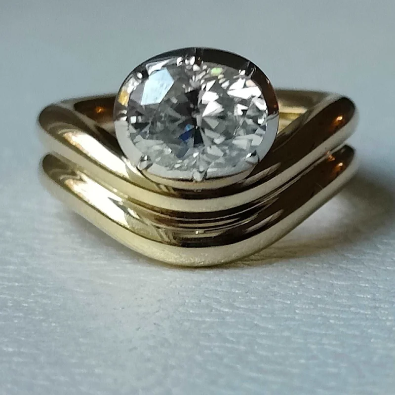 custom engagement rings for women -1.7 Carat Oval Moissanite Sculptural Ring