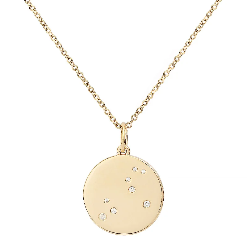 statement piece necklaces for women -Star Badge Leo 18K Gold Necklace w. Diamonds