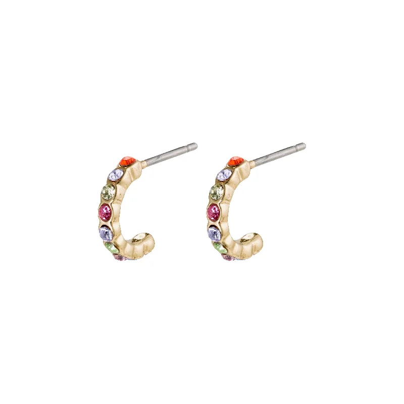 chic crystal earrings for women -BRIGITTE multicolored crystal half hoops gold-plated