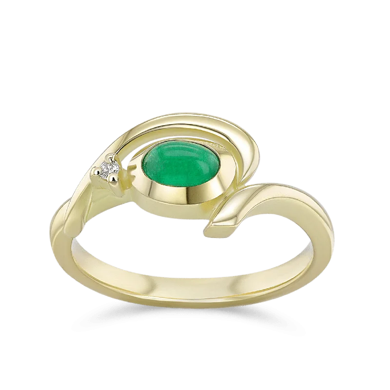 luxurious wedding rings for women -Waves Emerald Ring