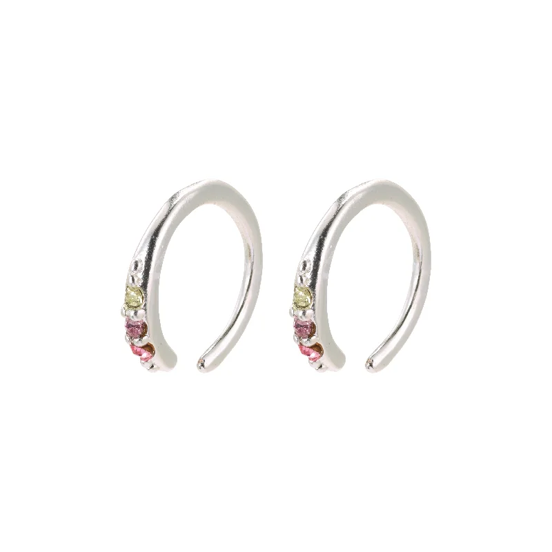 dangle earrings for women -ABRIL multicolored crystal huggie hoops silver-plated