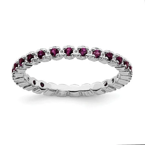 unique chain necklaces for women -Sterling Silver Stackable Expressions Rhodolite Garnet Eternity Ring