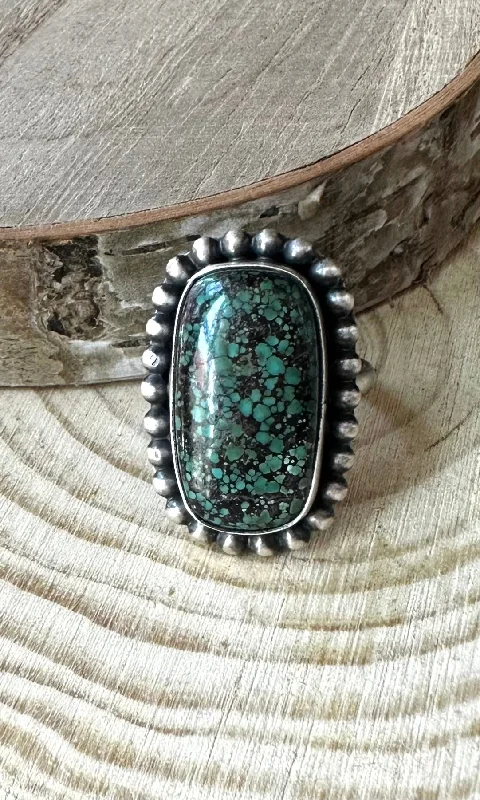 romantic rings for women -S SKEETS Navajo Turquoise and Silver Ring, size 5