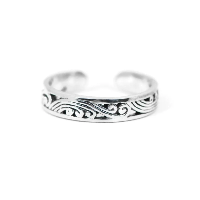 anniversary necklaces for women -Sterling Silver Antiqued Filigree Design Toe Ring