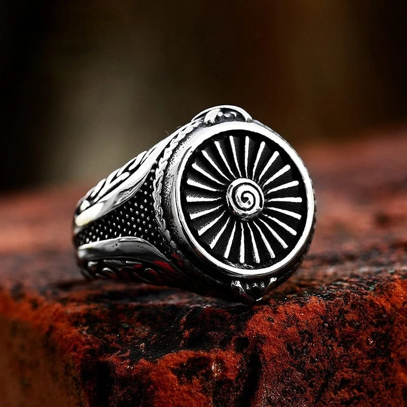 trendy rings for women -Men's Punk Turbine Ring