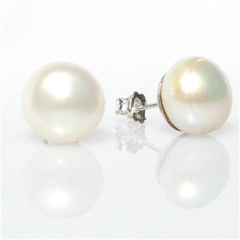 unique earrings for women -White Pearl Studs 12 mm