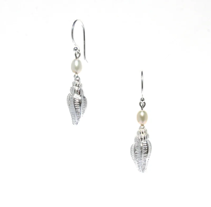 wedding hoop earrings for women -Spiral Shell Pearl Earrings