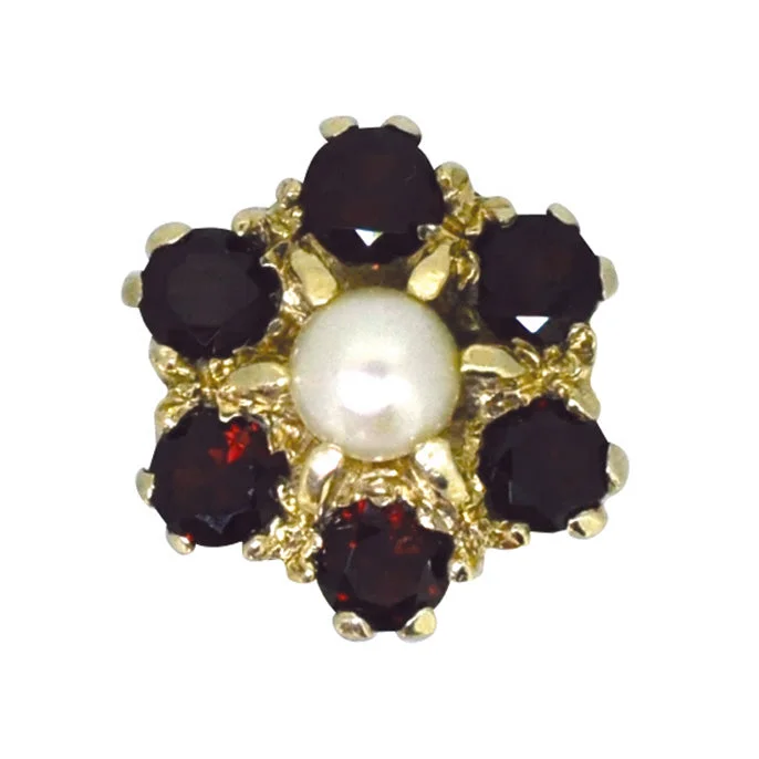 minimalist rings for women -Pearl & Garnet Cluster Ring