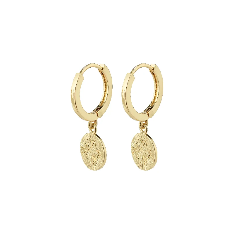 fine gold earrings for women -NOMAD coin huggie hoop earrings gold-plated