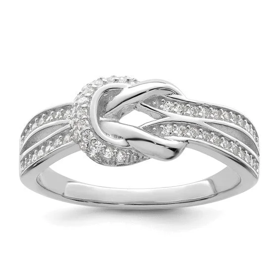 luxurious necklaces for women -Sterling Silver CZ Knot Ring