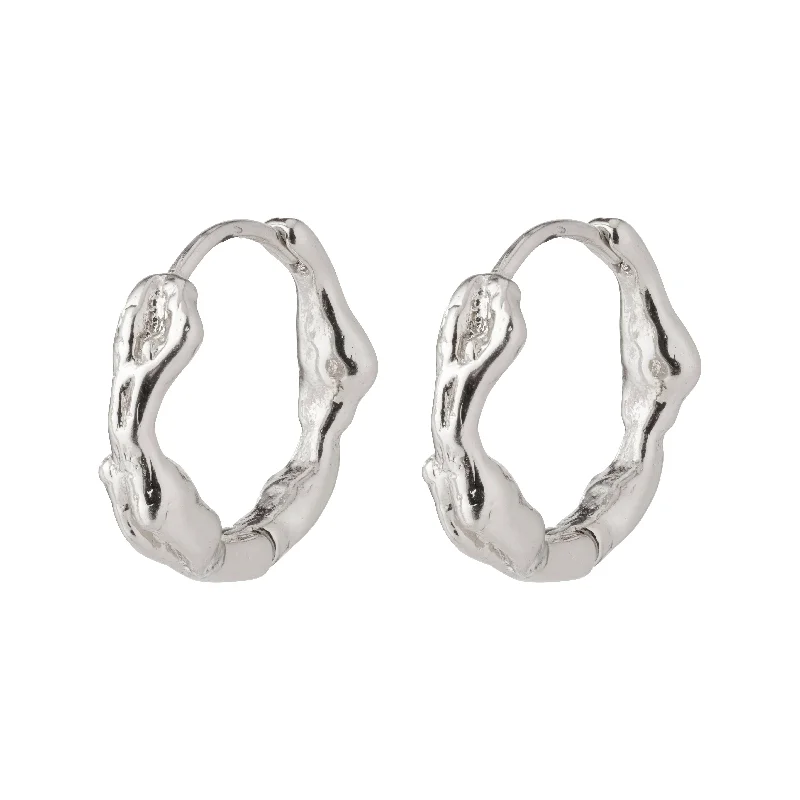 stud pearl earrings for women -ZION small huggie hoop earrings silver-plated