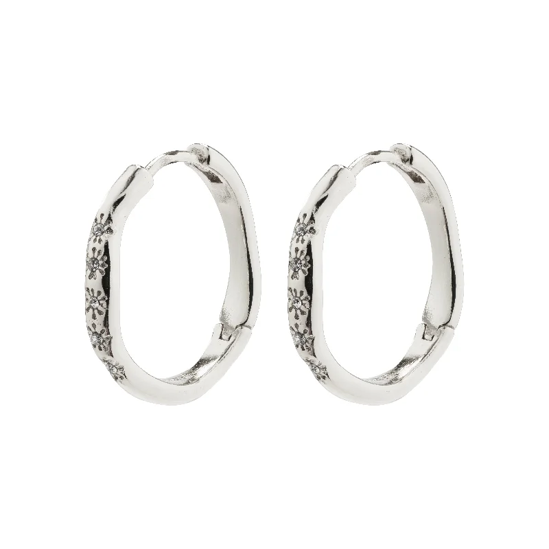 gold earrings with diamonds -EDURNE crystal hoop earrings silver-plated