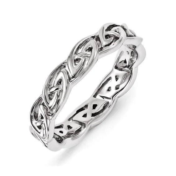 rhinestone necklaces for women -Sterling Silver Stackable Expressions Celtic Carved Band Ring