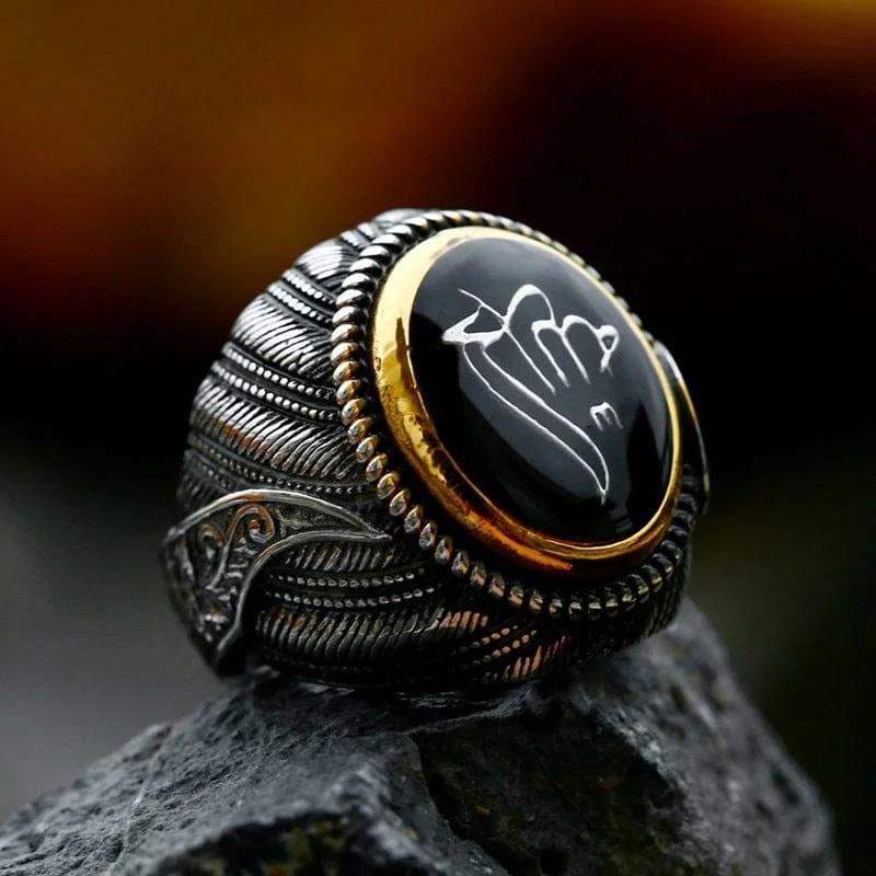 vintage engagement rings for women -Men's Punk Totem Ring