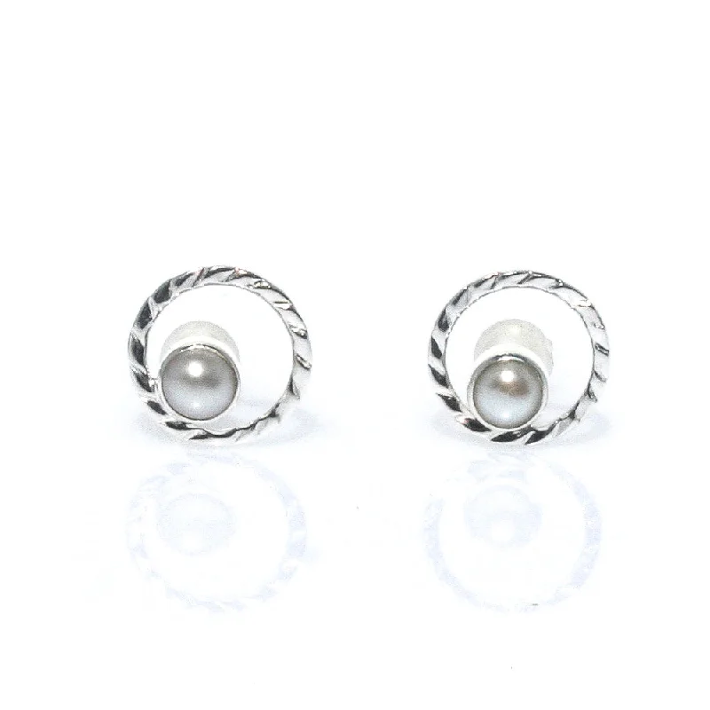 wedding diamond earrings for women -Sunset Swirls Pearl Studs