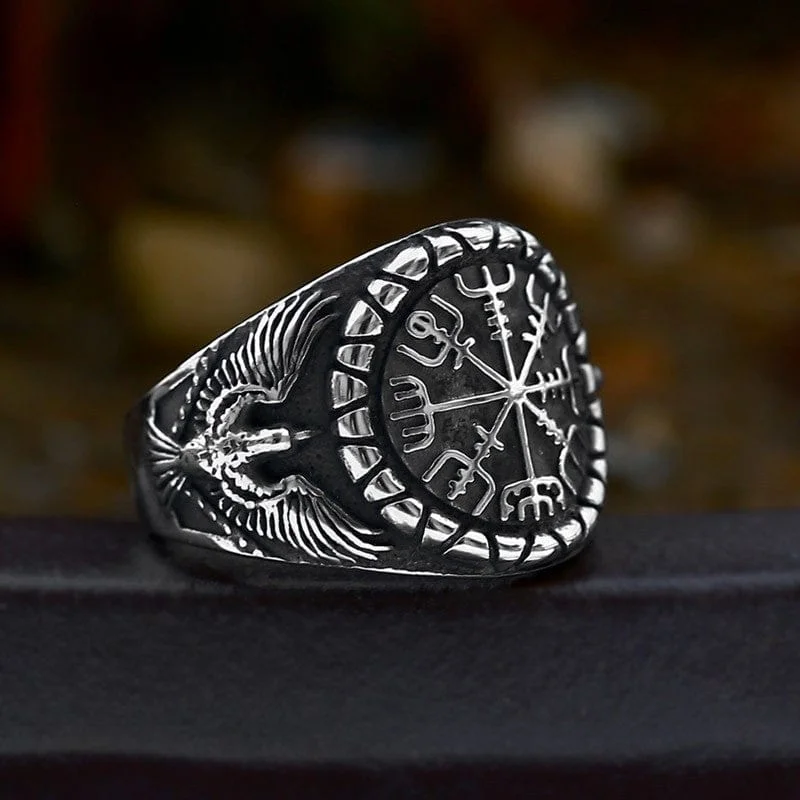 personalized rings for women -Men's Punk Viking Rune Ring