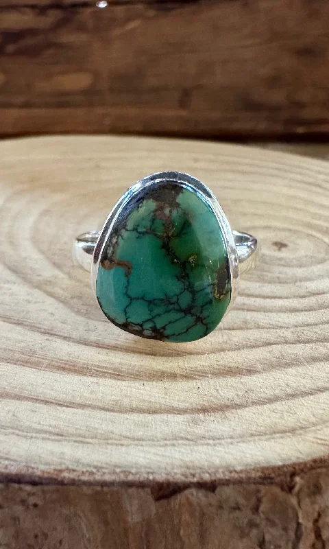 opal rings for women -AMERICAN TURQUOISE and Silver Ring • Size 11