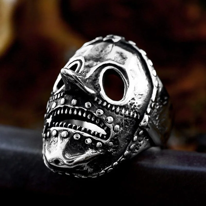 custom engagement rings for women -Men's Punk Skeleton Mask Ring