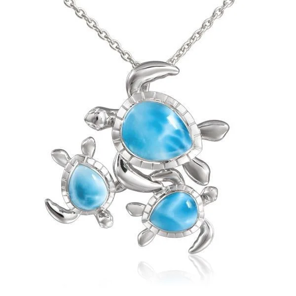 pendant necklaces for women -Larimar Ohana Honu Pendant