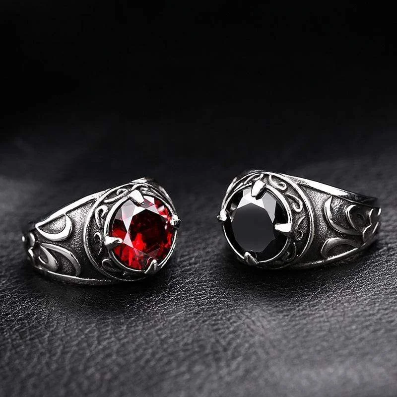 birthstone promise rings for women -Men's Punk Rhinestone Carving Rings