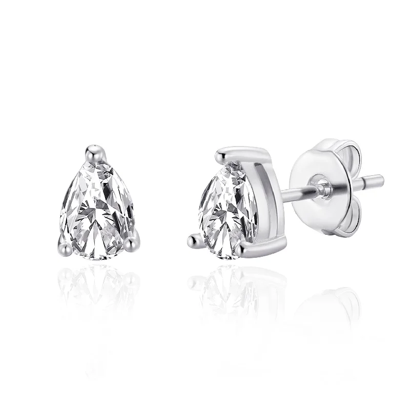 wedding diamond earrings for women -Pear Earrings Created with Zircondia® Crystals