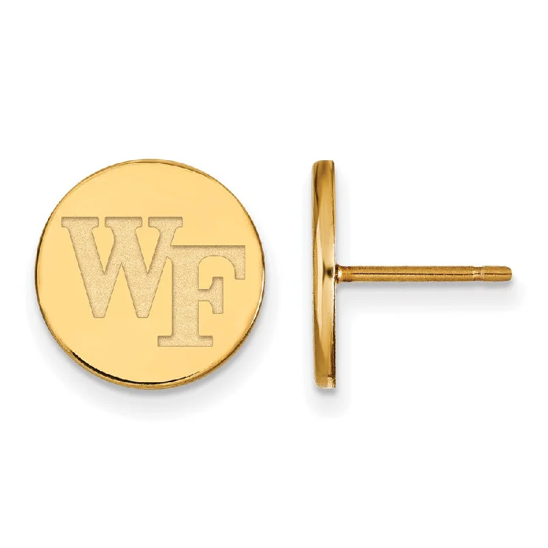 luxury earrings for women -14k Gold Plated Silver Wake Forest University Small Disc Earrings