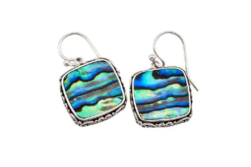 silver hoop earrings for women -Ventana Earrings- Abalone