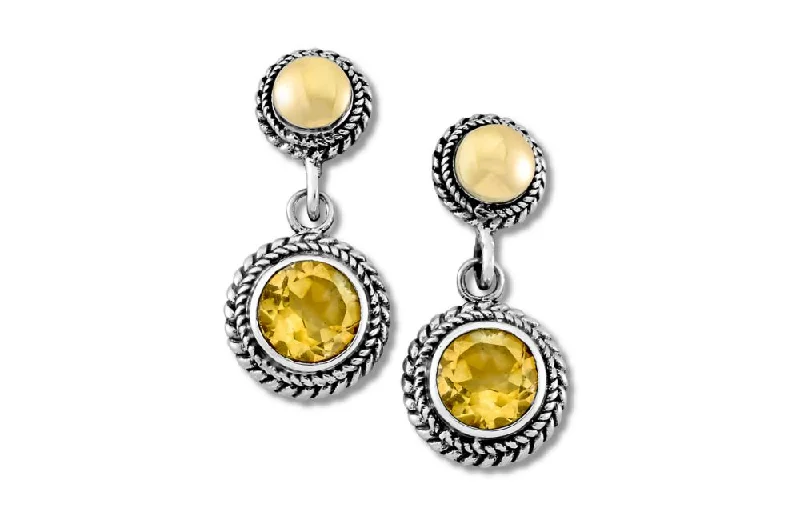 sterling silver earrings for women -Doral Earrings- Citrine