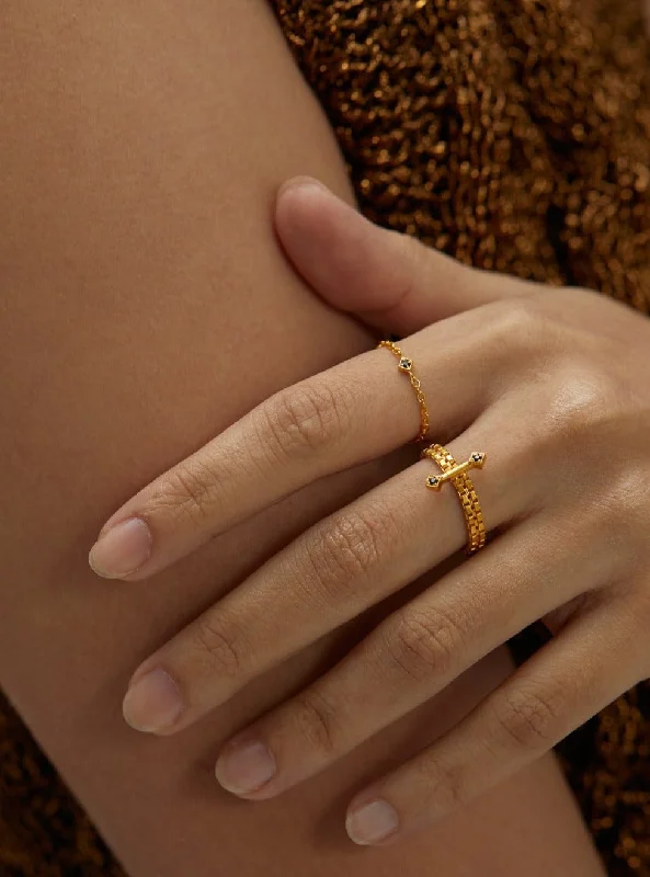 boho rings for women -Mini Kappu Square Chain Ring