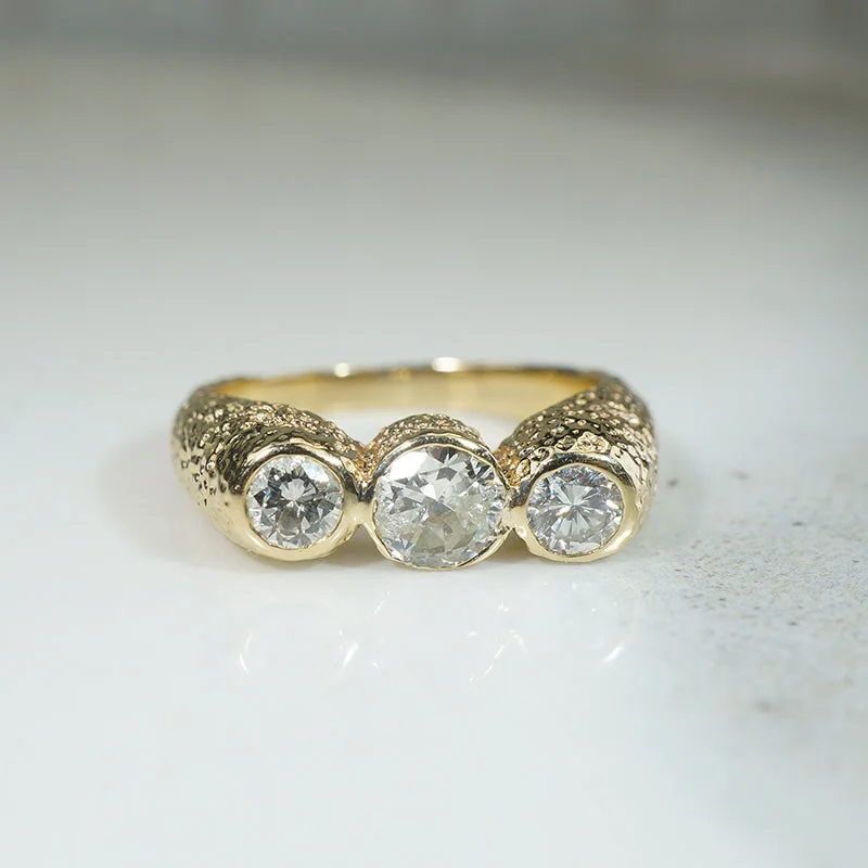 white gold engagement rings -Bold Brutalist Diamond Trilogy Ring