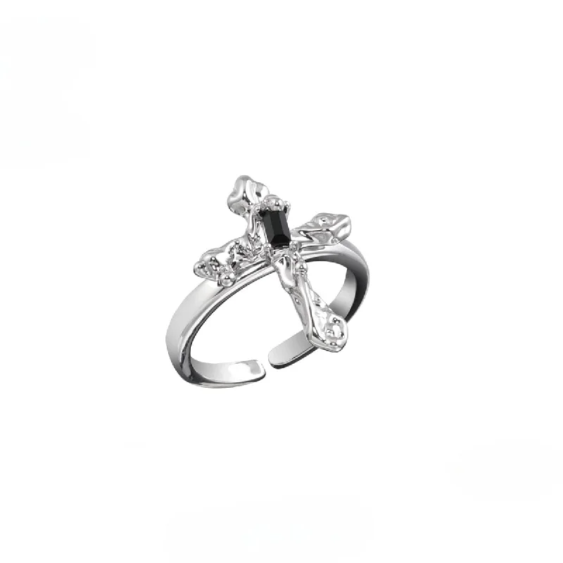 sapphire engagement rings for women -Women's Punk Cross Open Ring