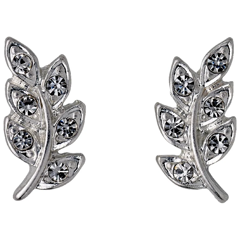 hoop earrings for women -IMOGEN crystal leaf earrings silver-plated