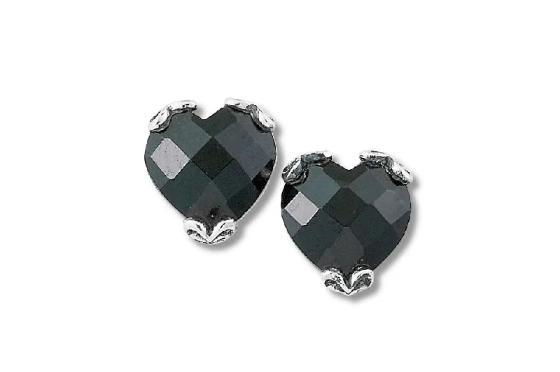 bold statement earrings for women -Glow Heart Earrings- Black Spinel