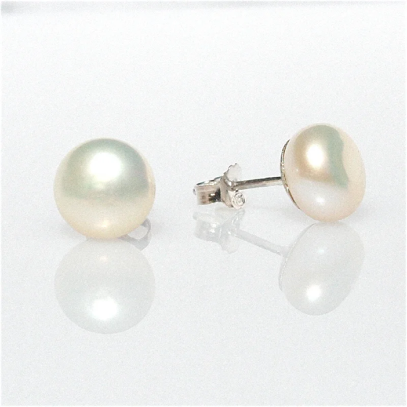 chandelier earrings for women -White Pearl Studs 8mm