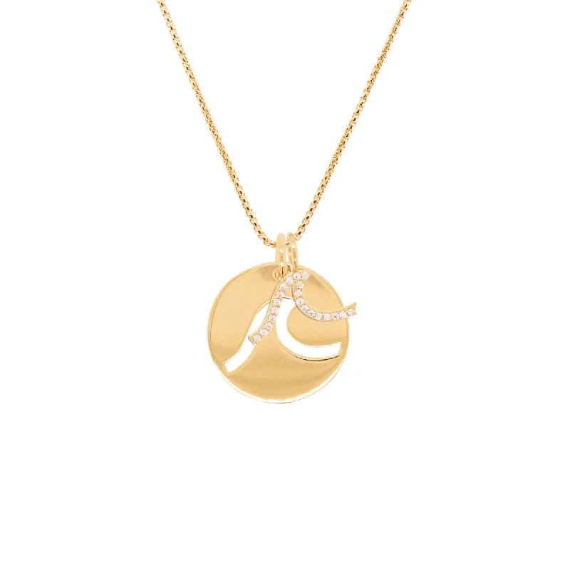 heirloom necklaces for women -Double Charm Water 18K Gold Plated Necklace w. Zirconia