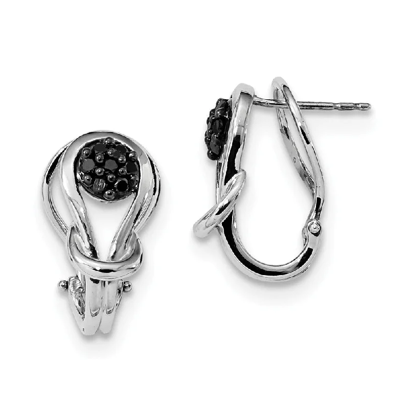 minimalistic earrings for women -1/4 Ctw Black Diamond Love Knot Omega Back Earrings in Sterling Silver