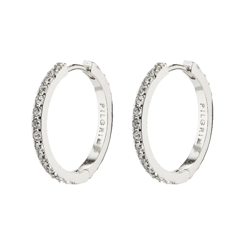 small hoop earrings for women -EBNA medium crystal hoops silver-plated