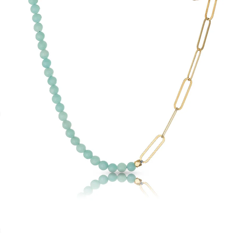 personalized pendant necklaces for women -Shasa 18K Gold Plated Necklace w. Amazonite