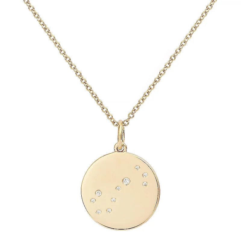 trendy pendant necklaces for women -Star Badge Scorpio 18K Gold Necklace w. Diamonds