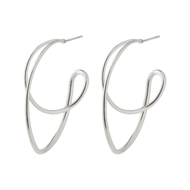 bold silver earrings for women -MILLER graphic statement earrings silver-plated