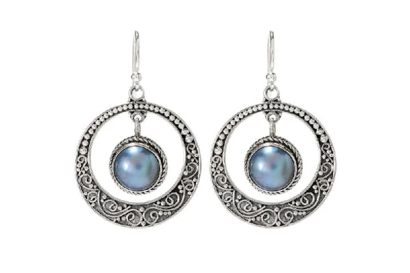 unique earrings for women -Serra Earrings- Blue Pearl