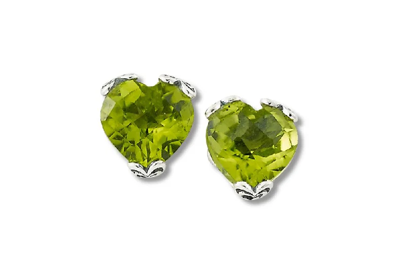 gemstone stud earrings for women -Glow Heart Earrings- Peridot